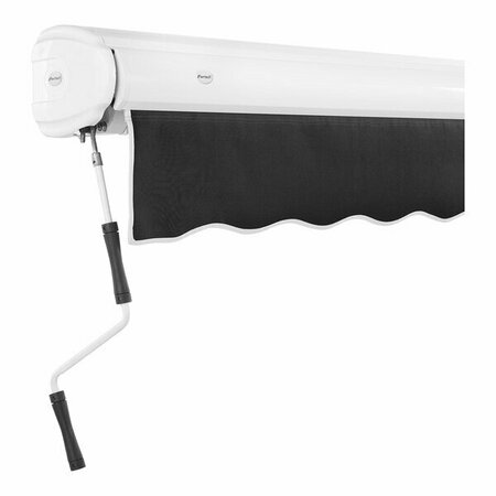 AWNTECH Key West 12' Black Heavy-Duty Manual Retractable Patio Awning with Protective Hood 237FCM12K